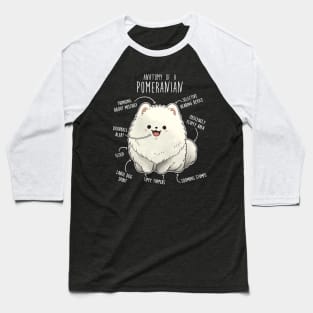 White Pomeranian Dog Anatomy Baseball T-Shirt